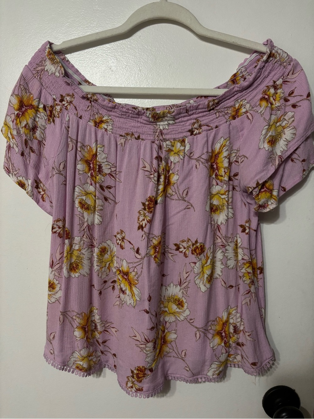 Rewind Lavender Floral Off-Shoulder Blouse